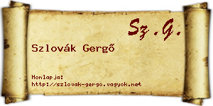 Szlovák Gergő névjegykártya